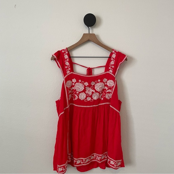 Savanna Jane Tops - Savanna Jane Red White Embroidered Tank Top 1 X